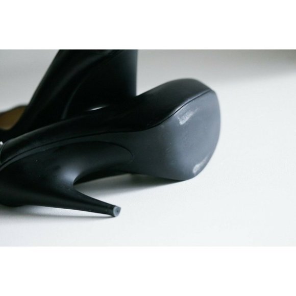 Brand NEW CNC Costume National Black Leather Unique Stiletto Heels 37 - Picture 10 of 12